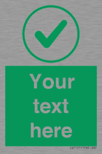 Custom green background, green tick in circle sign